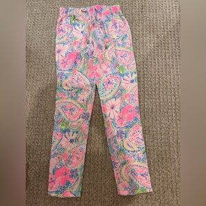 LILLY PULITZER 31" Taron Mid Rise Linen Pant FLOCK FULL OF FUN -small -like new